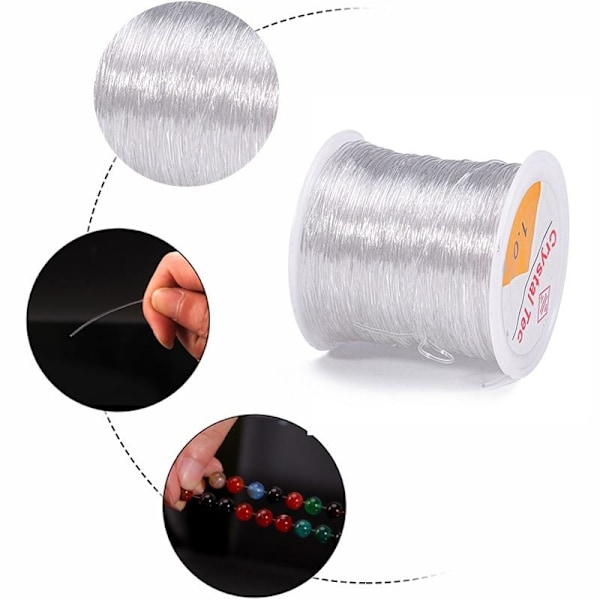 Stor rulle Transparent elastisk tråd för smyckestillverkning 100m Transparent Transparent 1mm