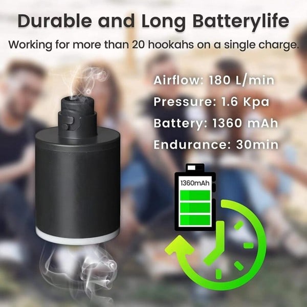 Elektrisk vattenpipa pump kit med 1300 mAh uppladdningsbart batteri led ljus