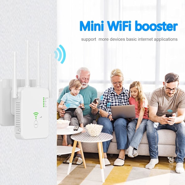 WiFi-repeater 1200 Mbps, WiFi-signalförstärkare Dual Band 2,4 GHz och 5 GHz WiFi-nätverksförlängare med lång