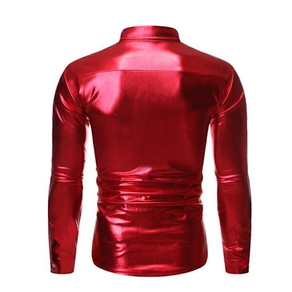 Långärmad paljettskjorta för herr för fest red red L