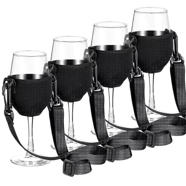 4 stk Bærbare Vinglassholdere Stropper Vinglass Sling Ok Vinglassholder Støtte Halsrem for Bursdag