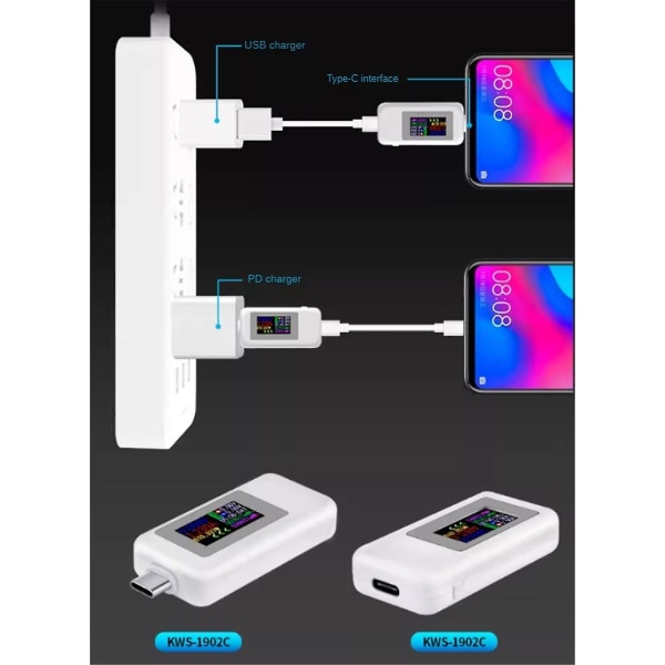 Typ-c-testare Dc Digital Voltmeter Strömspänningsmätare Amp Vol