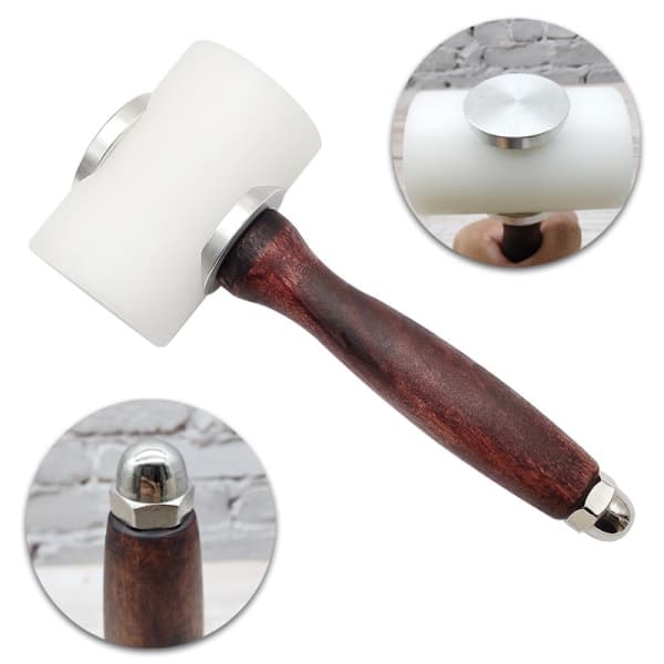 Lær Carving Craft Hammer Tool Kit Kohud Stansning Sømnad A