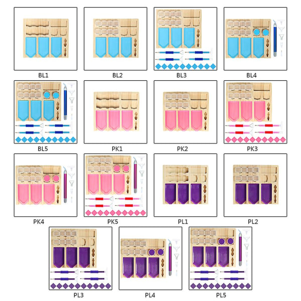 5d Diamantmålning Verktyg Bricka Organizer Konst Tillbehör Kits Fo Pink 5