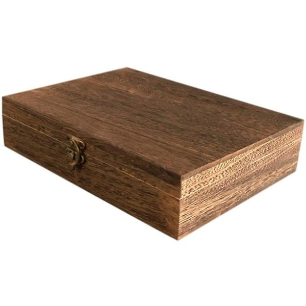 Trälåda med lock Trä platt vintage dekorativ trälåda Craft Box smycken Organizer