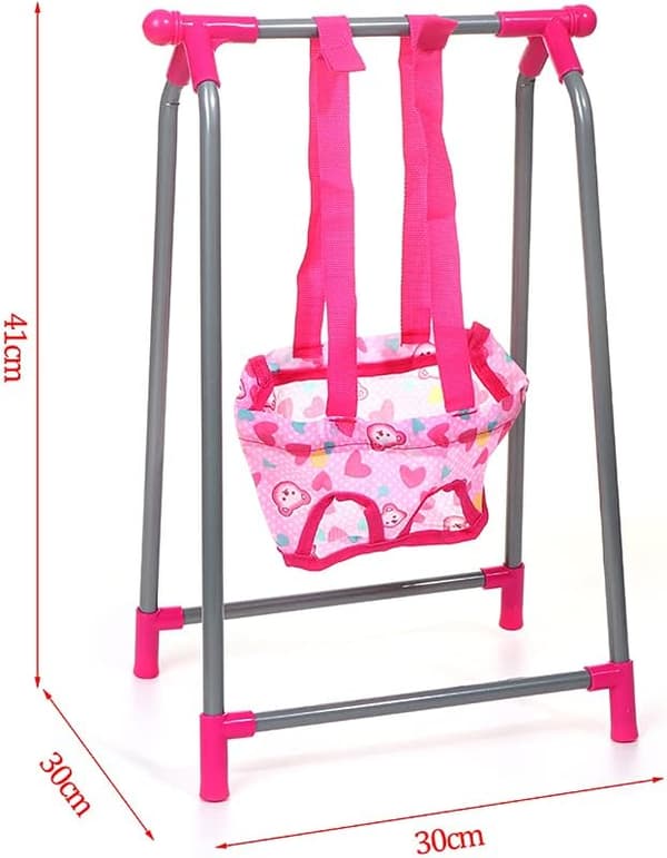 Babydocka Lekset 5 i 1 Dockor Tillbehör Paket Dockvagn Dockhögstol Studsmatta Spjälsäng Gunga Dockmöbler Barnkammare Lekset Roll (Gunga)