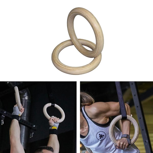 Gymnastikringar i trä Gymträningsringutrustning för styrketräning 28 mm