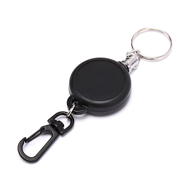 2-PACK Utdragbar Nyckelhållare / Nyckelring Jojo-funktion Black Svart