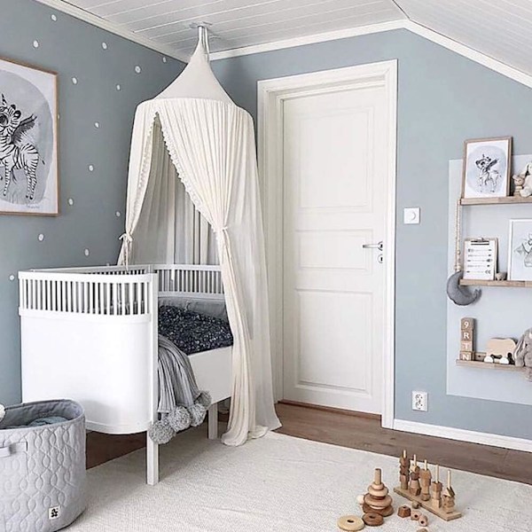 Sänghimlar för barn, myggnät för baby , läsrum för barns sovrumsdekoration (muslin, 60 * 240 cm, vit)