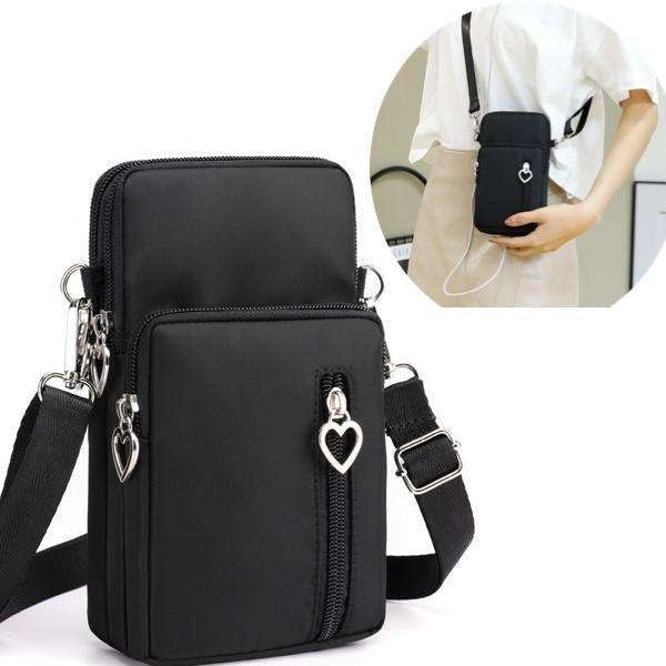 Axelväska för mobilen - Plånbok, Handväska, Clutch - Svart Black Svart