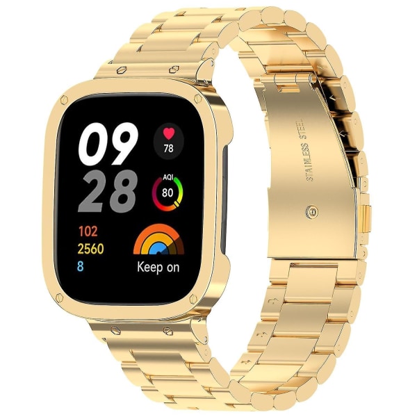 Armband i rostfritt stål för Xiaomi Redmi Watch 3/mi Watch Lite 3, 20 mm, med W Gold