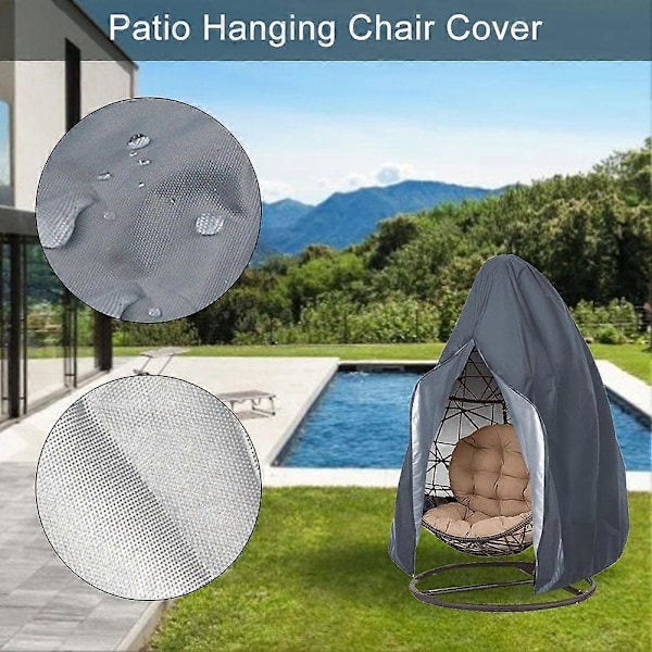 210D Överdrag för Hängande Uteplatsstol, Dammtätt och Vattentätt Skydd för Pod Swing Stol Grey Grey 115x190CM