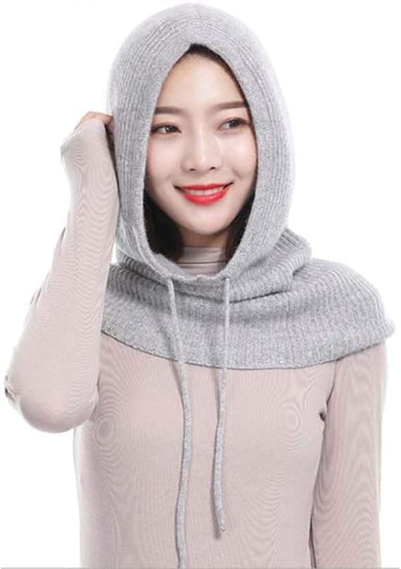 Dame Balaclava Hue Vinter Kasmirstickad Hat Ski Mask Ski Hat Udendørs (Grå) Grey