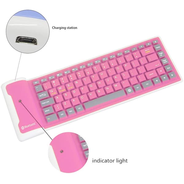 Sammenleggbart, bærbart, stille klikk, silikon, vanntett, sammenrullet tastatur, slankt, oppladbart, lite tastatur for PC, bærbar datamaskin