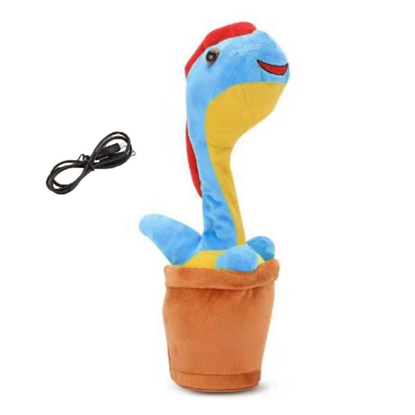 Söt dinosauriemusik jul leksak med hårnål mest värdefulla gåva Blue Rechargeable