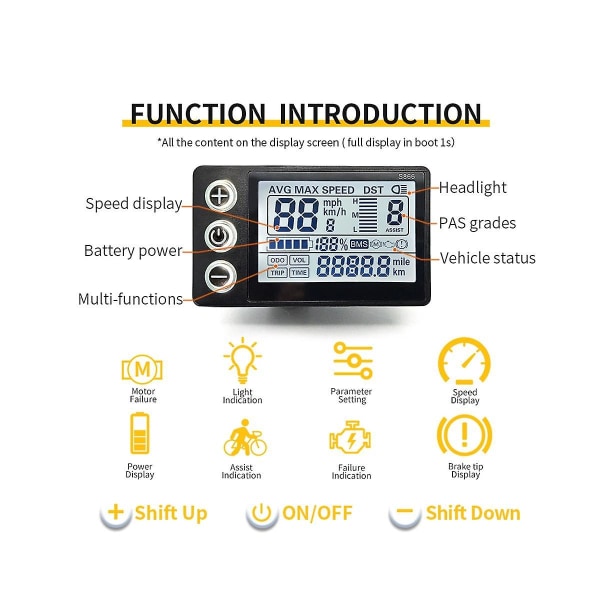 24v 36v 48v 60v Vattentät Lcd-display S866 Controller Panel Das