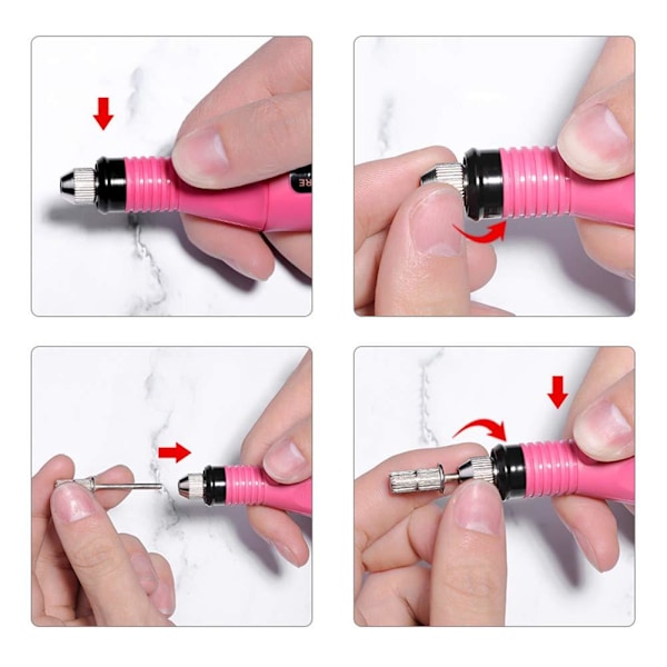 Elektrisk nagelfil med 6 bitsar Vit Hvid