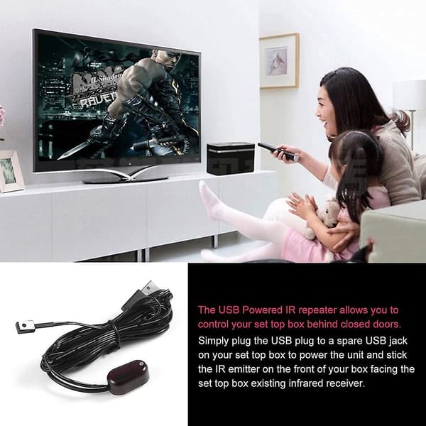 USB IR Infrarød Fjernkontroll Extender Emitter Receiver Repeater