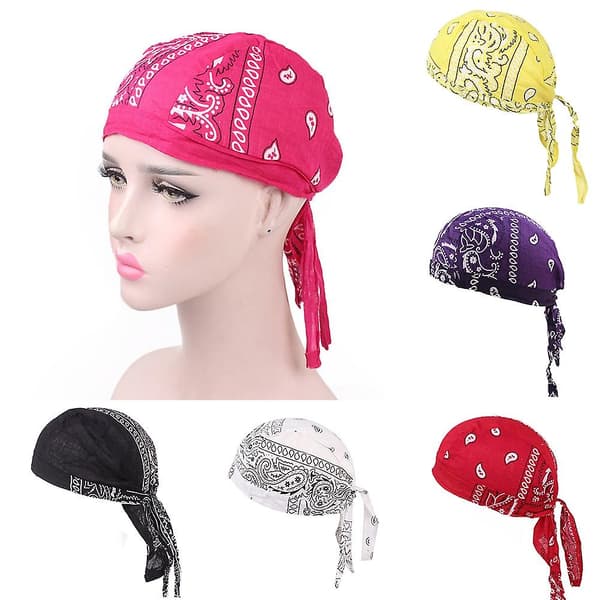 Bomull Herr Dam Pirater Cap Cykel Pannband Hatt Bandana huvudduk Pink