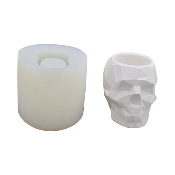 Modern Resin Skull För Huvud Blomkruka Mögel Geometrisk Skalle Conc