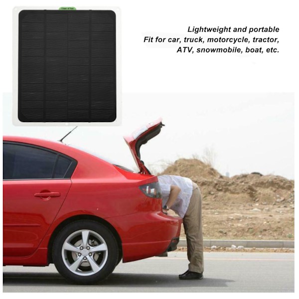 Bärbar solcellsladdare 12V 20W Monokristallin Dubbel USB-utgång Batteriladdare för husbil Bil Båt