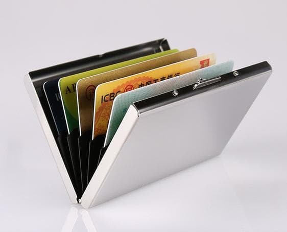 Kortholder med rum - Beskytter RFID - metal - pung Silver Silver