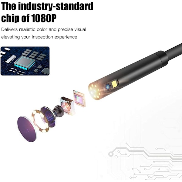 Industriell endoskop, dubbelhuvud endoskop inspektionskamera, 1080P HD dubbelobjektiv digital endoskop, 4,3 tums LCD-skärm, IP67 vattentät (10M) 10M