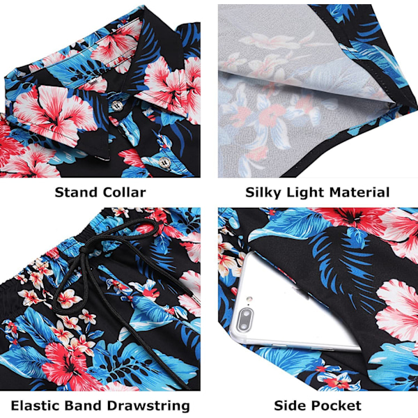 Herr Hawaiian skjorta och shorts black black XL