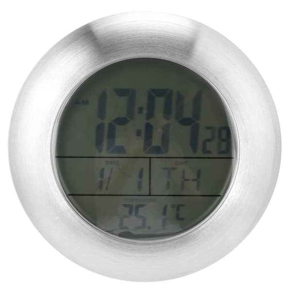 Brusevæg ur med nedtællingstimer, digital køkkentimer, egnet til badeværelsesspejl, køkken og spa-område (LCD-touchskærm)
