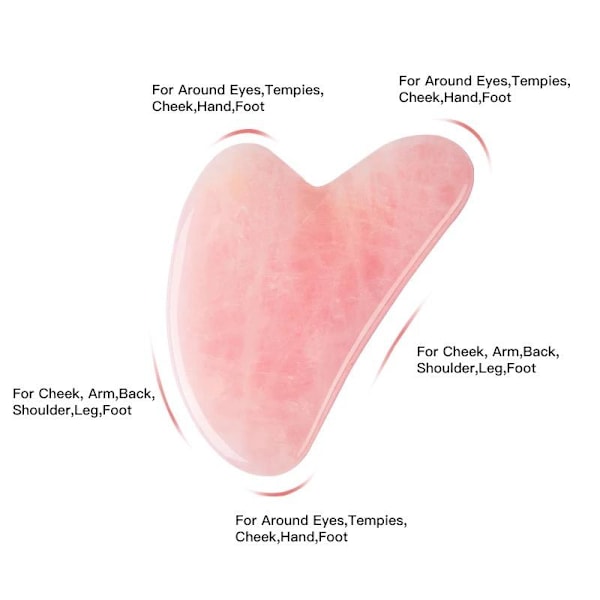Natural Gua Sha Jade Rose Quartz Stone Face Board Tool - Pink Rosa