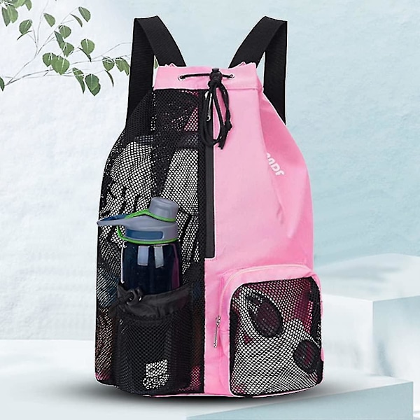 Swim Bag Mesh Dragsko Ryggsäck, Vattensport Simväskor Ryggsäck, Torr Våt Separation Swim Bag, Simväska, Bärbar Dragsko Ryggsäck Waterp Black