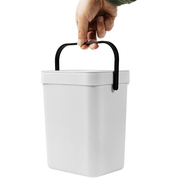 2 st (3L+5L) Matavfallskorgar Hängande Sopbehållare med Lock Liten Matavfallskorg Under Diskho Bi White
