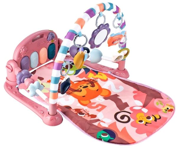 Pedagogisk matte med piano og rangler rosa 1216