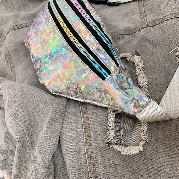 Fanny Pack til børn, glitter midjeväske Blanke tasker med justerbar
