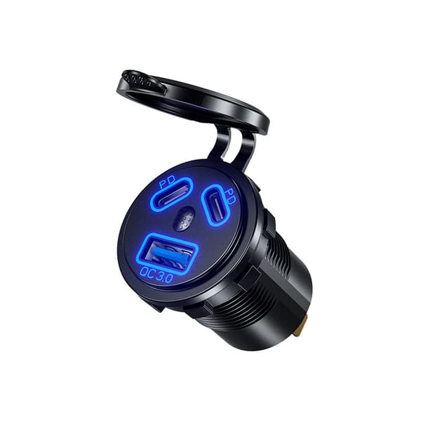 Type C USB-laderudtag Dobbeltport Type C Hurtigladerudtag Strøm Vandtæt til autocamper (2x USB C-udtag)