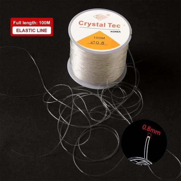 Elastisk Perletråd 100M Elastisk Armbåndstråd 0,8 mm Transparent Elastisk Stræktråd til Armbåndsfremstilling Smykker Perlekæde Håndværk