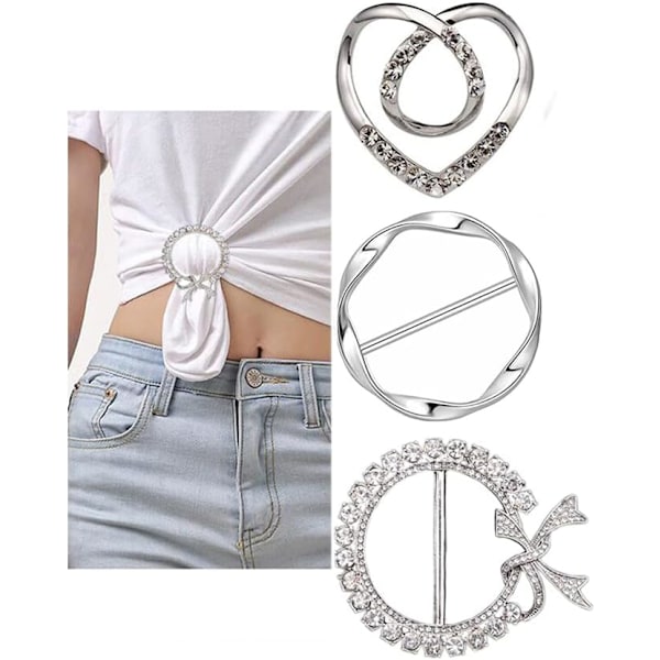 3-pack Metalliska T-shirt-klämmor och Ringar 1,9 tum Stora T-shirt-klämmor Sjalring för Flickor Kvinnor
