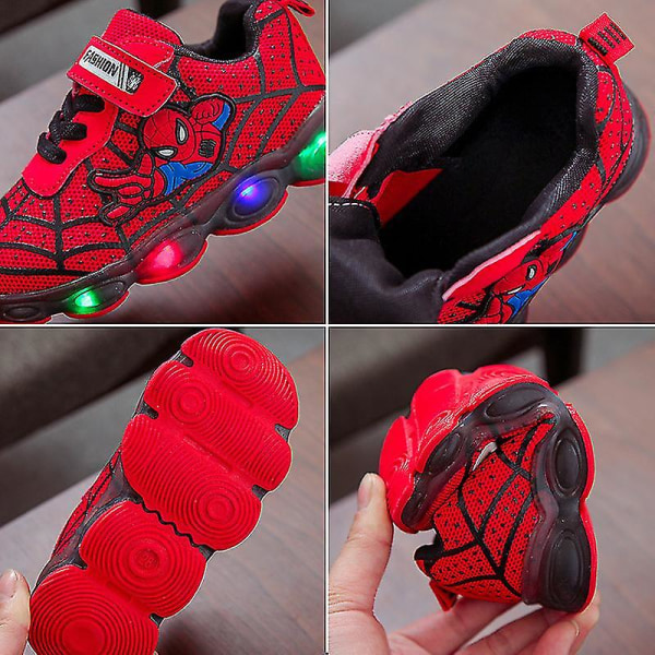 Sneakers för barn Spider-Man Light Up LED Pojkskor Blue 28