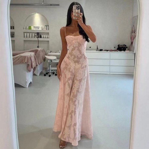 Moderiktig och sexig genomskinlig blommig klänning M m