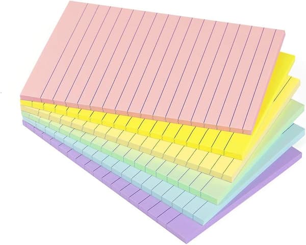 Forede selvklebende lapper 4X6 i pastellfargede linjerte post-it-lapper