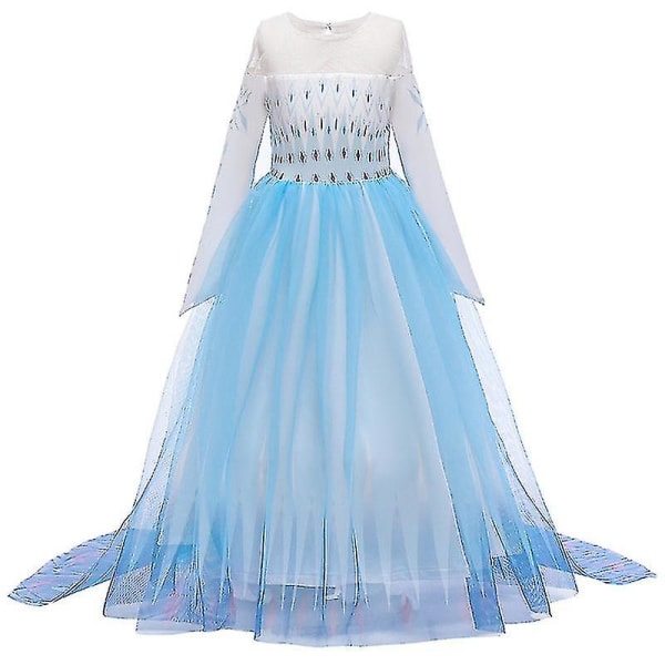 Girls Frozen Elsa Princess Dress Party Balklänning Light Blue 100cm