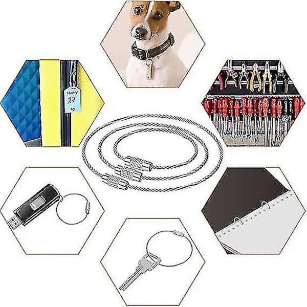 150 st tråd Nyckelring Kabel Nyckelring i rostfritt stål Tråd Kabel Flätad Nyckelring i stål