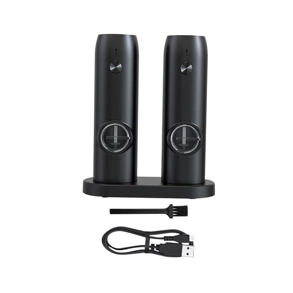 1/2/3 Elektronisk Pepperkvern USB Oppladbar Justerbar Dobbel med base Double with base 2Set