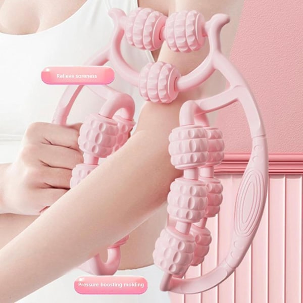 Muskelrulle - Massagerulle för ben, 15 rullar benrulle och vadmassagerulle, muskelrulls massager för vader, ben, armar, tennisarmbåge pink