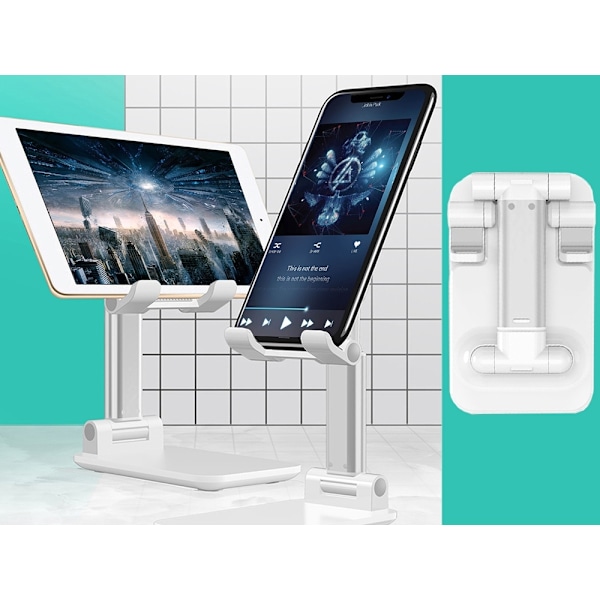 Telefonholder - iPadholder - Foldbar - Op til 10 tommer White Vit