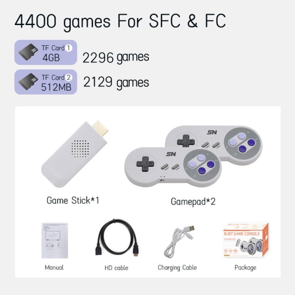 Klassisk retro spelkonsol SNES SFC Family Mini spelkonsol 4400 games