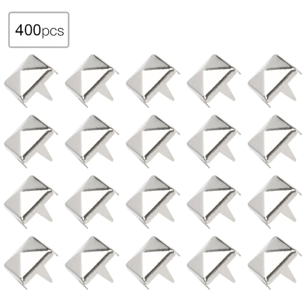 400 set 4MM-7MM DIY Läderhantverk Spik Nitar Fyrkantiga Spik Dubbar Väskor Skor Bälte Tillbehör Silver 6mm