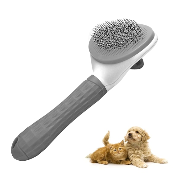 Hundborste kattborste, husdjursborste, borste för långt och kort hår, slickerborste för rengöring av djurfäll med självrengörande funktion 7,87 x 4