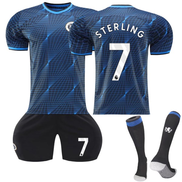 23-24 Chelsea Away Fotbollsdräkter Träningsuniformer Dräkt #7 Sterling Kids 26(140-150CM)