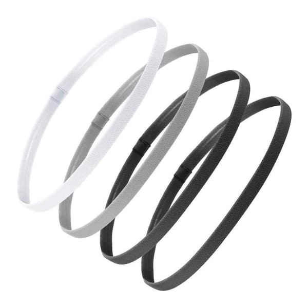 4x Elastiske Sportshårbånd - Sort / Hvid / Grå Multicolor multifärg